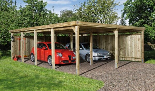 Dubbele carport WEKA 618 Geïmpregneerd