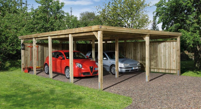 Dubbele carport WEKA 618 Geïmpregneerd