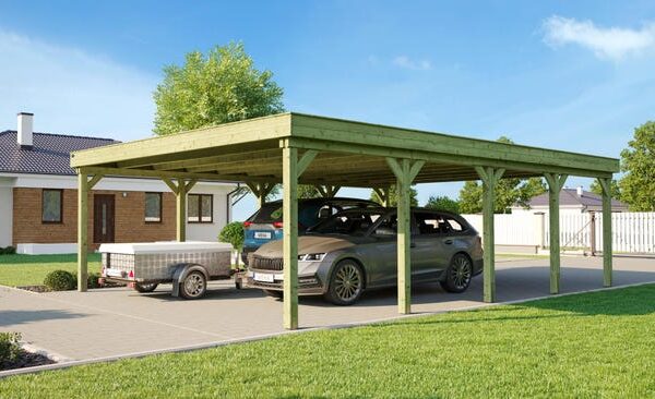 Dubbele carport WEKA 609 Geïmpregneerd