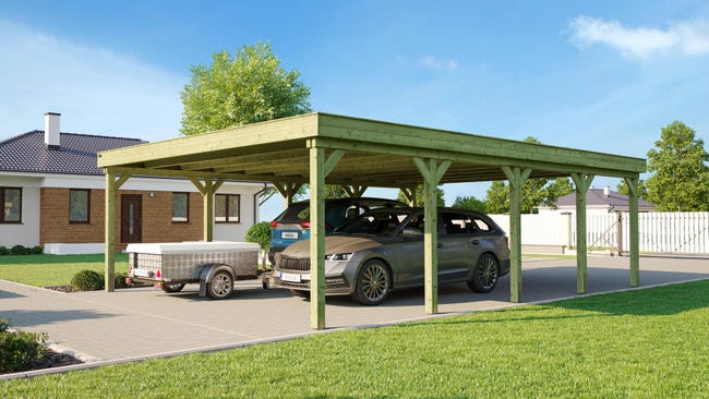 Dubbele carport WEKA 609 Geïmpregneerd